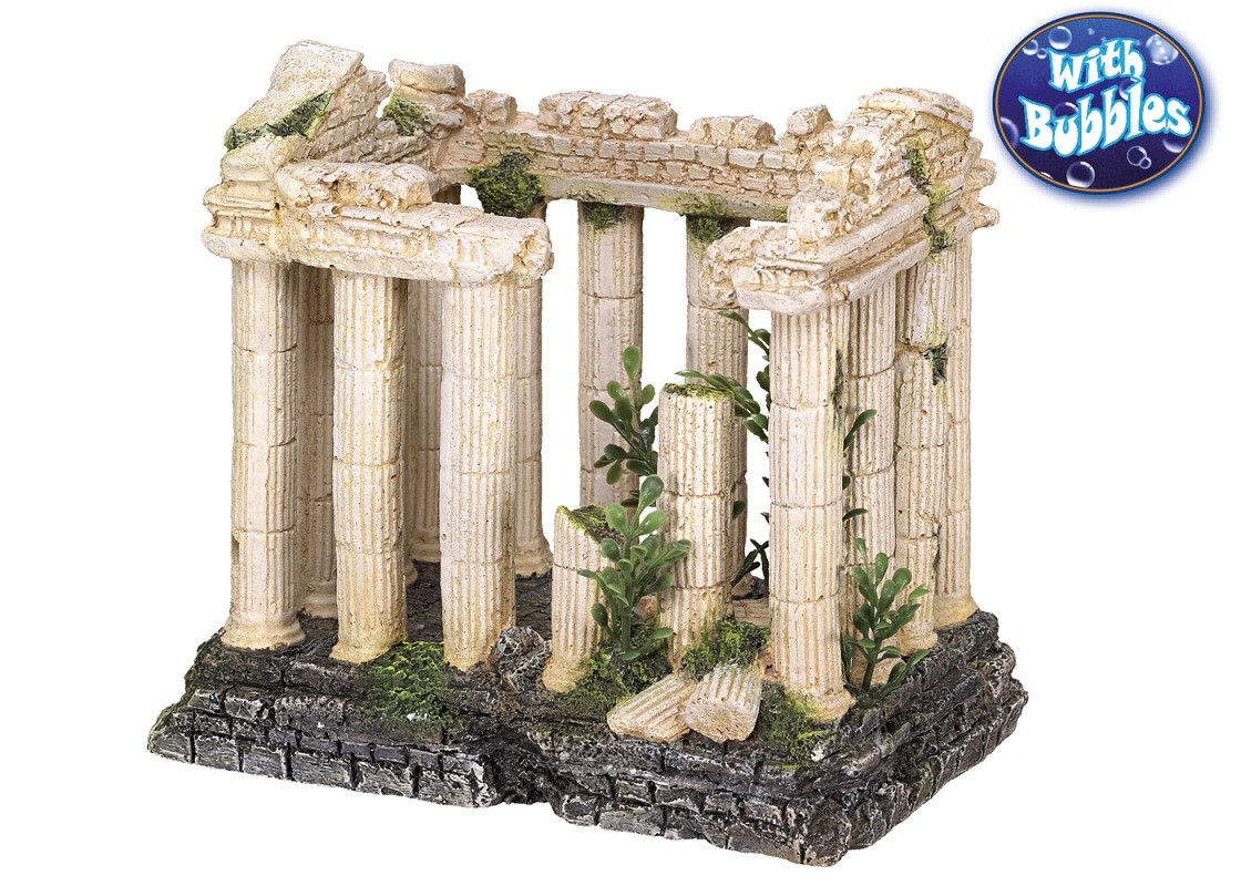 Ornament pentru acvariu | 'ACROPOLIS' cu plante | L16 X W10,5 X H14,2 C