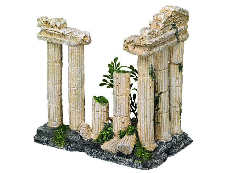 Ornament pentru acvariu | 'COLUMNA ANTICA' - cu plante | L12,5 X W7,7