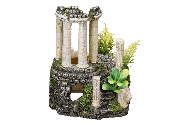 Ornament pentru acvariu | 'COLUMNA ANTICA' - cu plante | L11,2 X W10