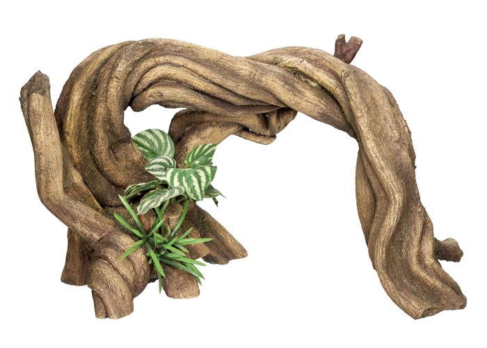 Ornament pentru acvariu | 'WOOD' - cu plante | L34,5 X W15 X H19,5 CM