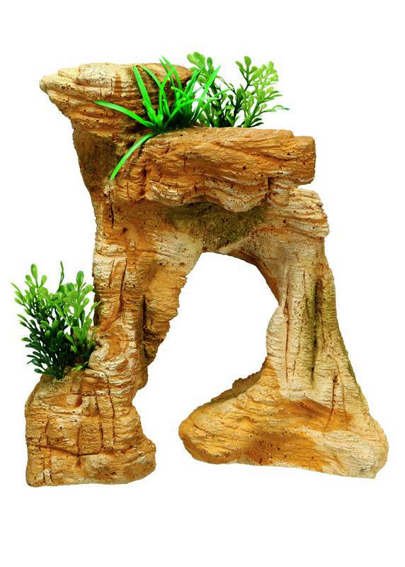 Ornament pentru acvariu | ROCK cu plante | L22 X W13,5 X H22,5 CM