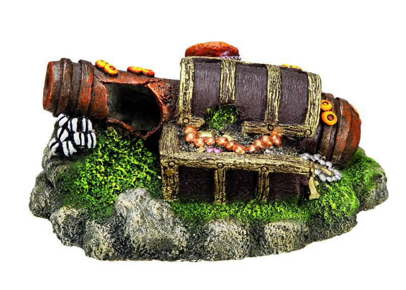 Ornament pentru acvariu | 'TRESURE BOX WITH CANNON' | L13 X W10,5 X H