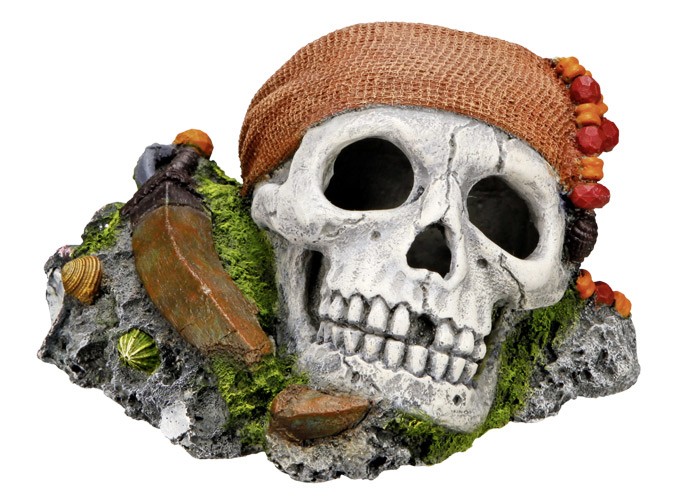 Ornament pentru acvariu | CRANIUL PIRATULUI | L14,5 X W12,5 X H8,5 CM