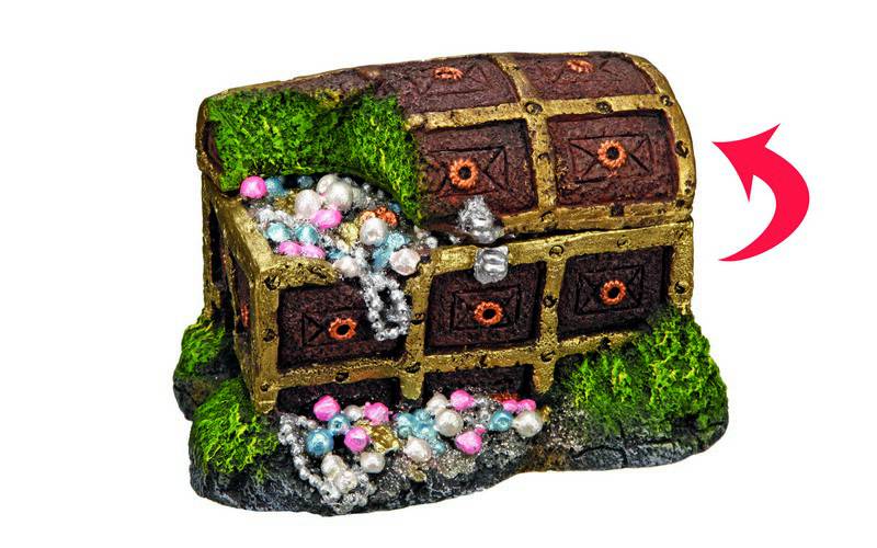 Ornament pentru acvariu | 'CUTIE CU COMOAR' | L15,7 X W11 X H10,8 CM