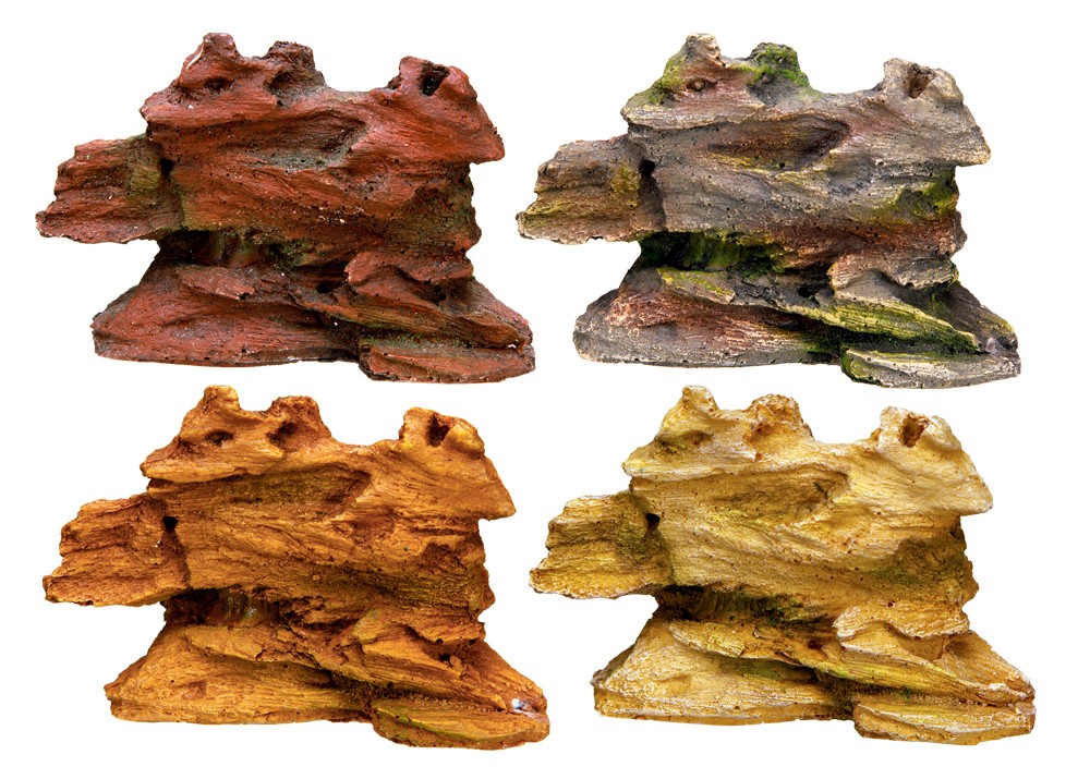 Ornament pentru acvariu | 'WOOD' | asortate | L11 X W5 X H7,7 CM | 4 buc.