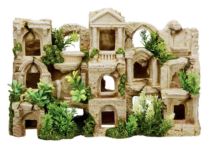 Ornament pentru acvariu | FISH HABITAT cu plante | L42 X W12 X H27,5