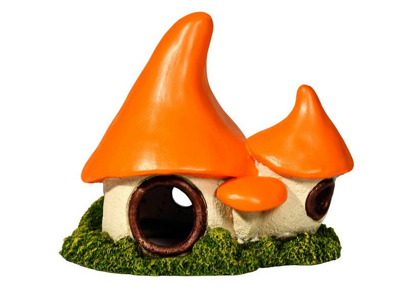 Ornament pentru acvariu | 'MUSHROOM HOUSE' | L16 X W12 X H13,5 CM