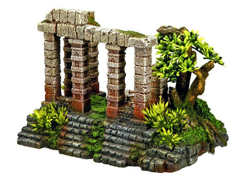 Ornament pentru acvariu | COLUMN WITH BONSAI cu plante | L21,5 X W14