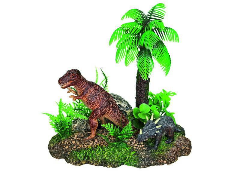 Ornament pentru acvariu | DINOSAUR cu plante | L21,5 X W13,5 X H20 C