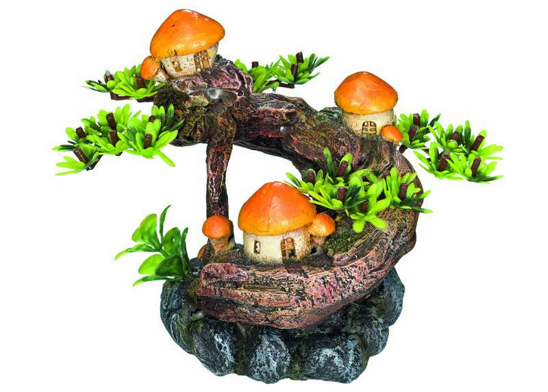 Ornament pentru acvariu | 'MUSHROOM TREE' | L11 X W11 X H13,8 CM
