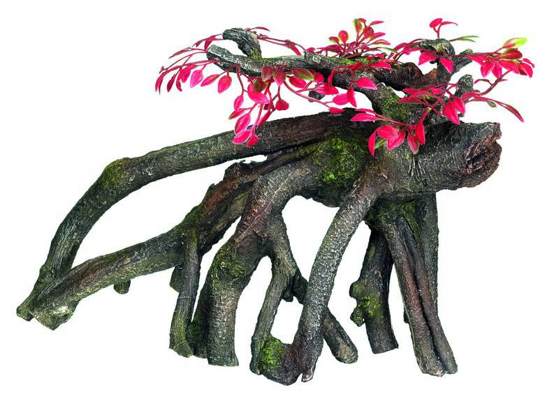 Ornament pentru acvariu | 'WOOD' - cu plante | L27 X W13,5 X H17,5 CM