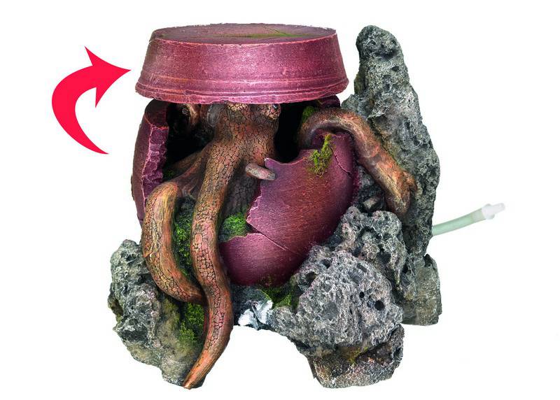 Ornament pentru acvariu | 'JAR WITH OCTOPUS' | L18,5 X W16,5 X H15 CM