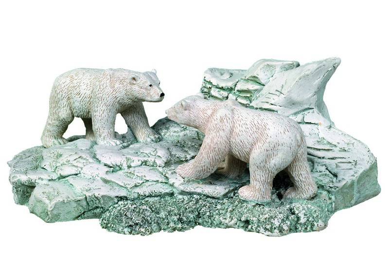 Ornament pentru acvariu | 'POLAR BEARS' | L18,5 X W11,5 X H7 CM
