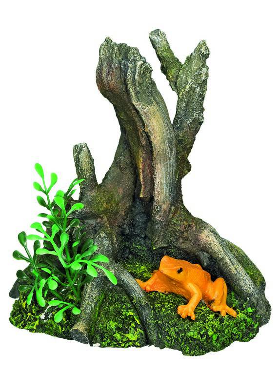 Ornament pentru acvariu | 'ROOT WITH FROG' | L10 X W8 X H10,5 CM