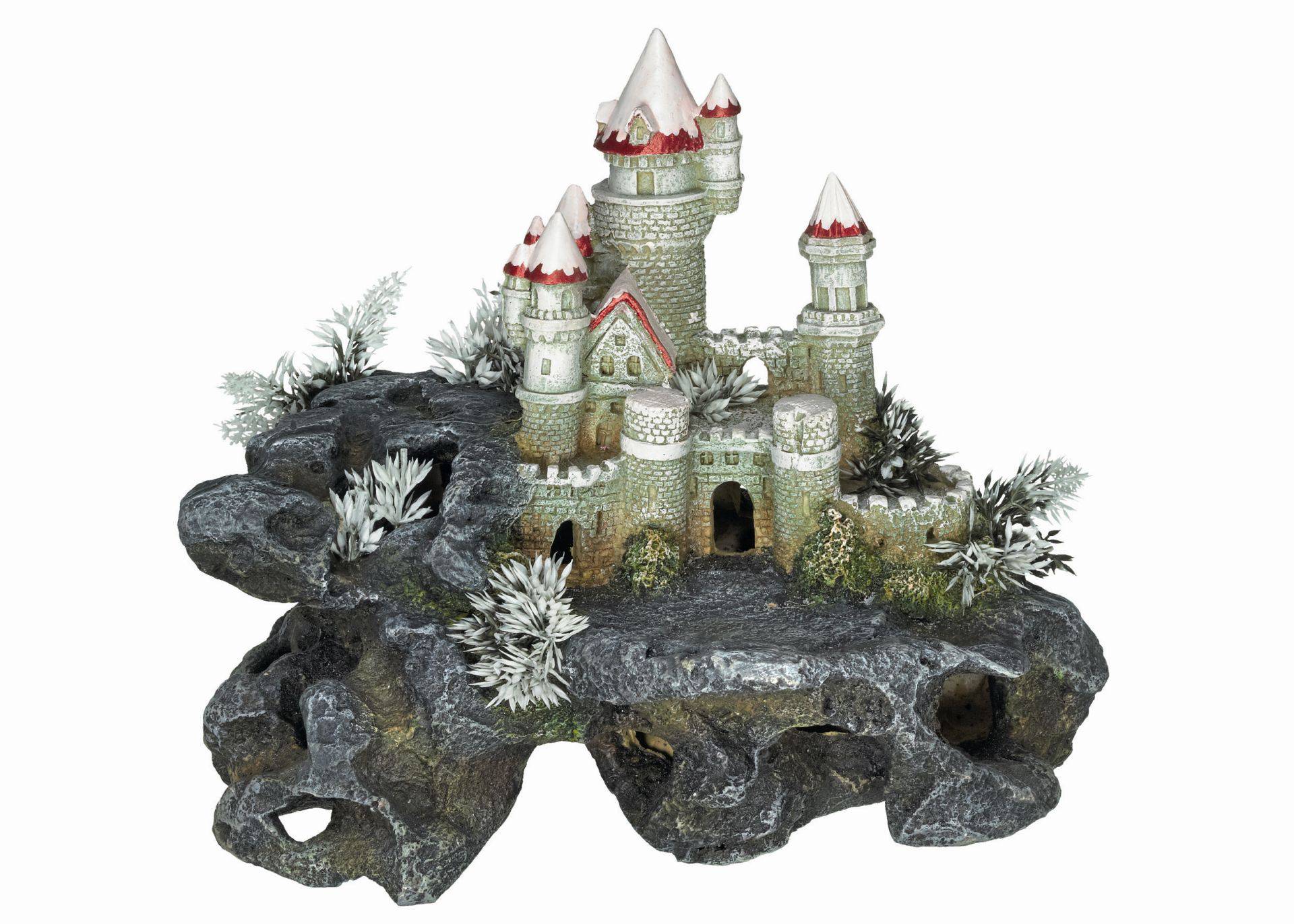 Ornament pentru acvariu | CASTLE - cu plante | L31 X W23,5 X H26,5 CM