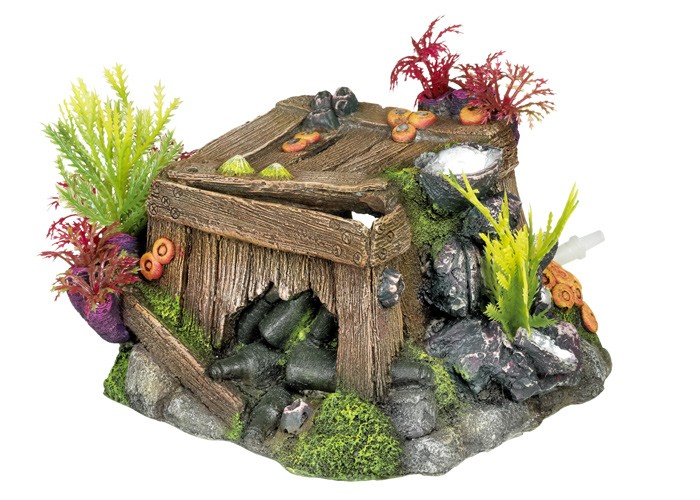 Ornament pentru acvariu | BOX WITH CORALS - cu plante | L16 X W15 X H9
