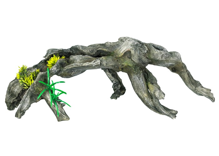 Ornament pentru acvariu | 'WOOD'  cu plante | L40 X W16 X H14 CM