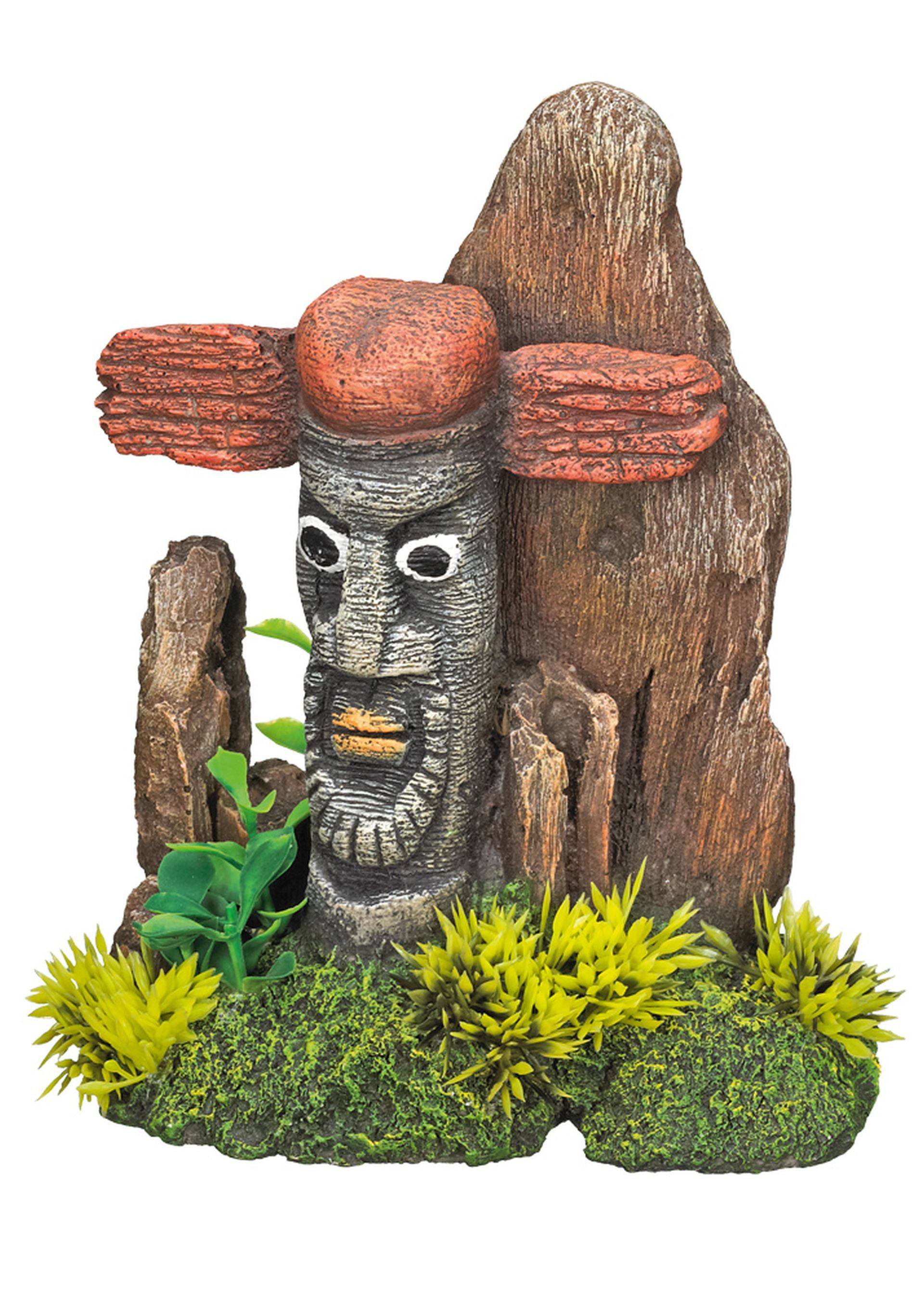 Ornament pentru acvariu | 'WOODEN FENCE INDIAN' cu plante | L15,0 X W9,5