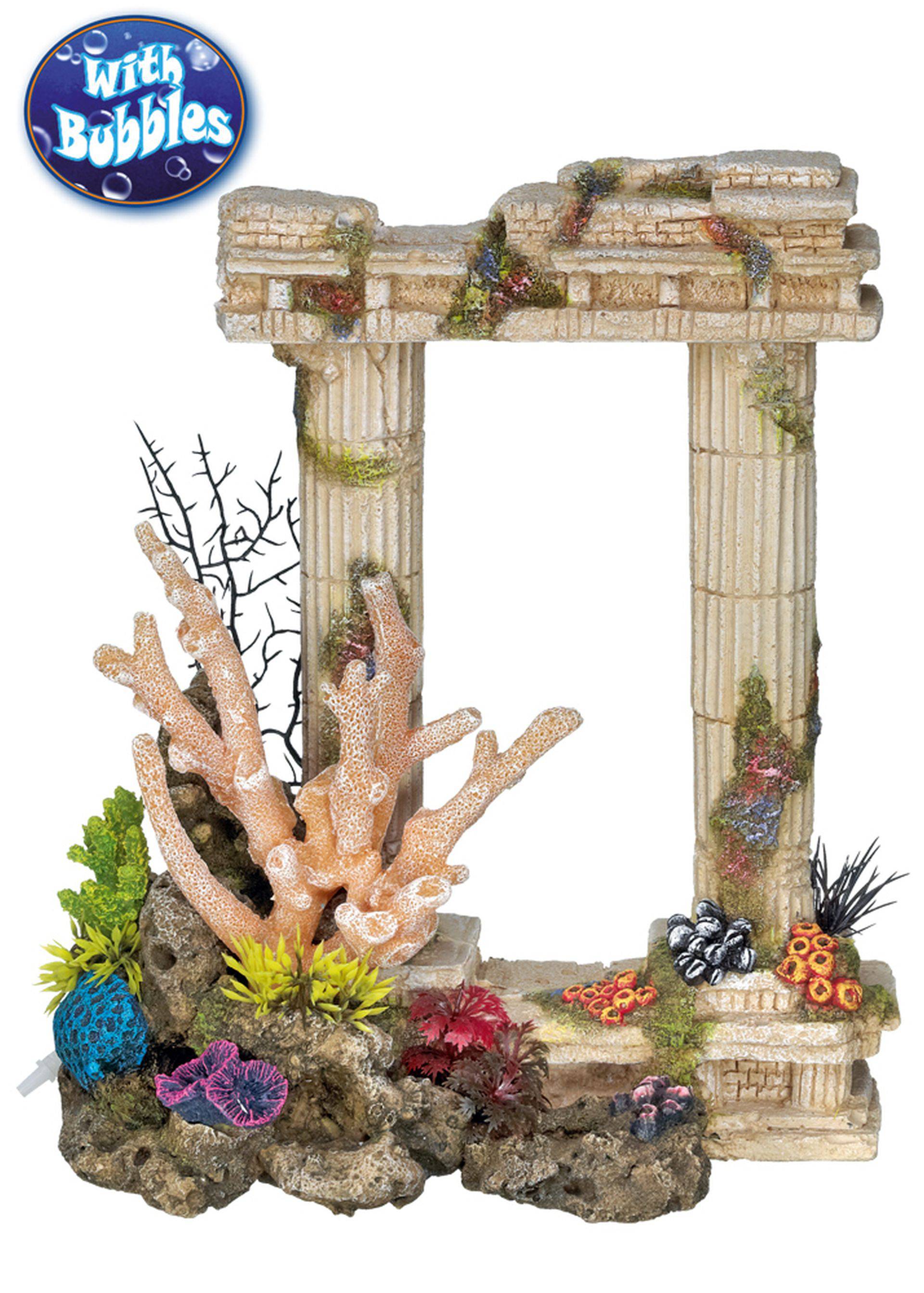 Ornament pentru acvariu | COLUMNS W.CORALS cu plante | L25,5 X W13,0 X