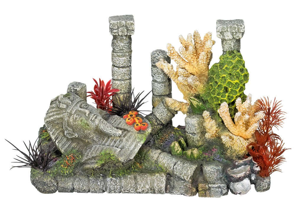 Ornament pentru acvariu | COLUMNS WITH PHARAO HEAD + CORALS cu plante