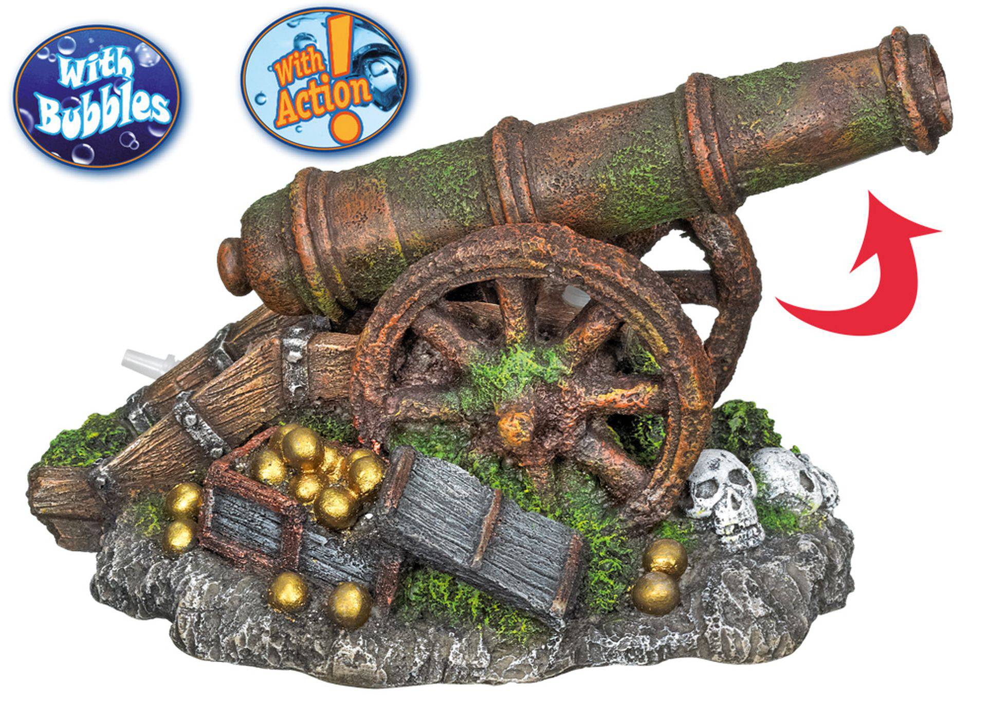 Ornament pentru acvariu | CANON ON THE ROCK | L12,0 X W21,5 X H11,0 C