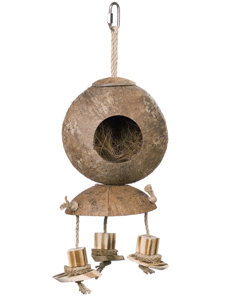 Jucarie pentru păsări 'Casuta din Cocos' | 34 x 12 cm