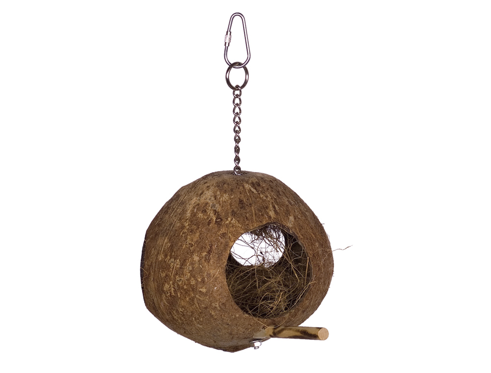 Cuib din nucă de cocos pentru păsări | 18 x 11,5 cm