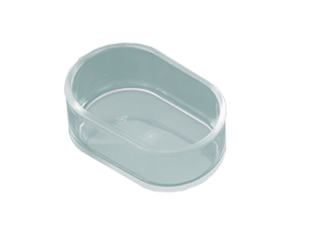Castron oval pentru păsări | hrană | transparent | 7,0 X 3,5 CM