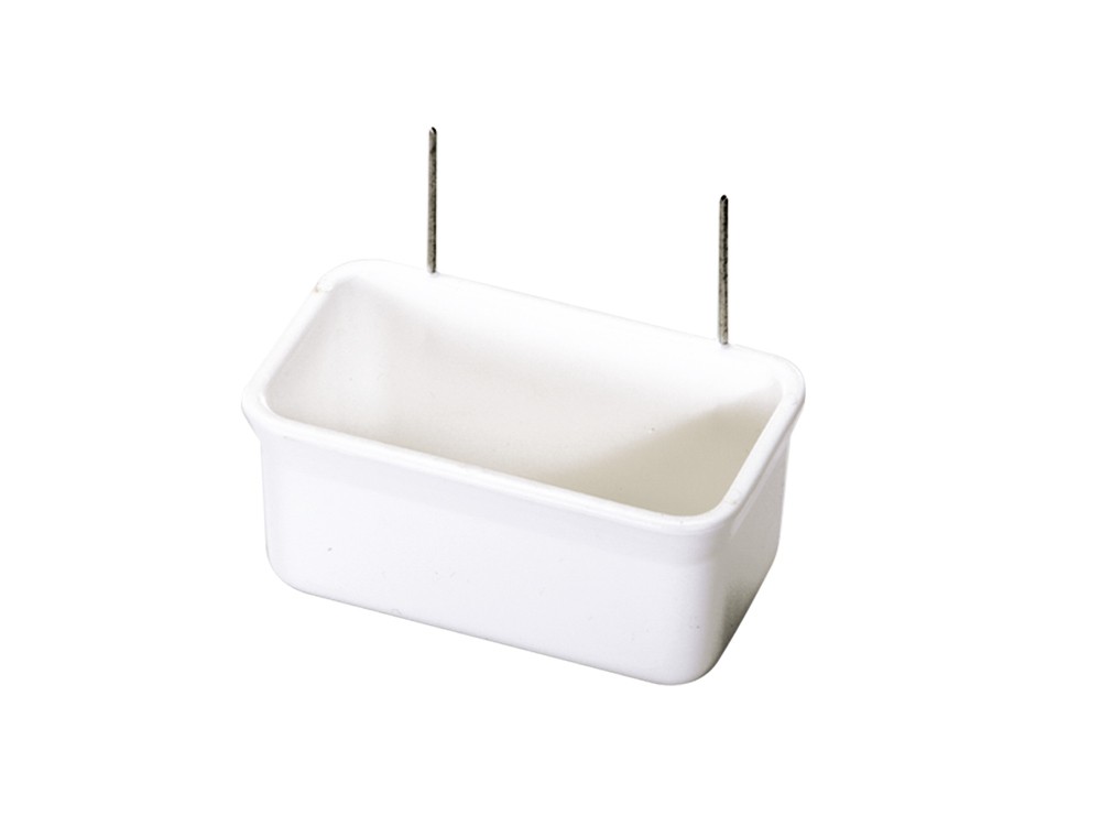 Castron pentru pasari | cu carlig de sarma | alb | 9,0 X 5,0 X 4,4 CM