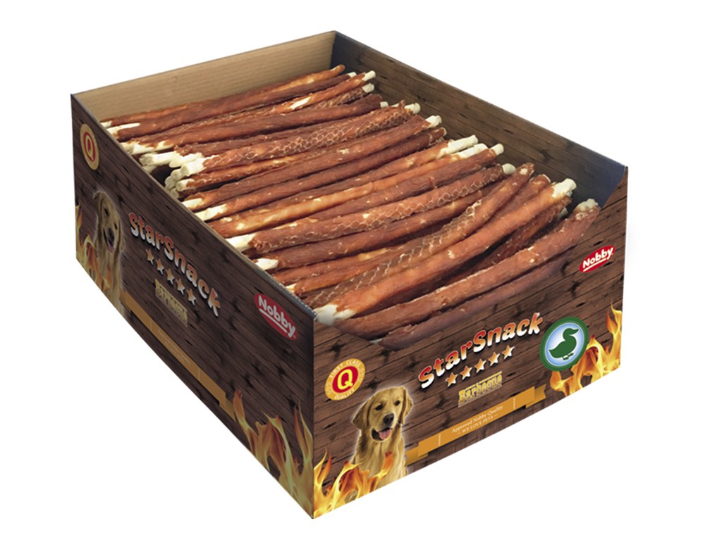 StarSnack Barbecue Wrapped Duck pentru câini | Display app. 6,85 kg | L: app. 7-8 mm, 25 cm