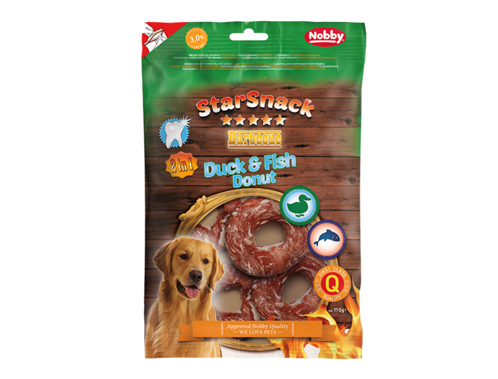 StarSnack Barbecue Duck & Fish Donut | app. 110 g | Ø 5,5 - 6 cm | 4 buc.