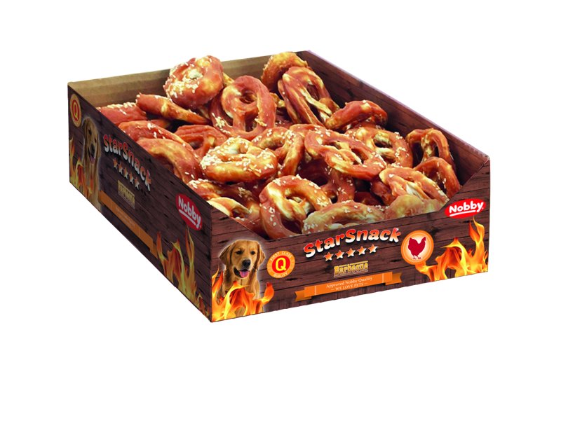 StarSnack Barbecue Chicken Pretzel S pentru câini | Display ca. 1,75 kg, 6,5 cm