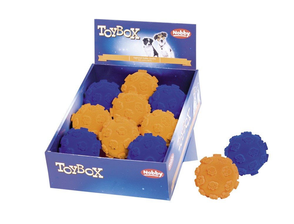TPR 'Paw Ball Flocking' colorat sortat 9 cm; Display 9 St