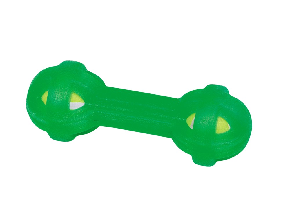 TPR DUMBBELL CU MINGE DE TENIS ÎN INTERIOR, VERDE 16,5 CM pentru câini