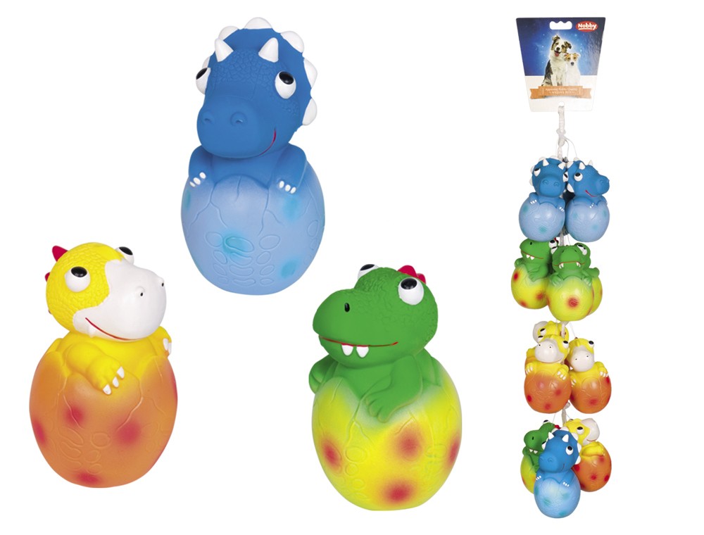 Jucărie din latex pentru câini | DINO | culori asortate | Set 12 buc. | 11-12cm