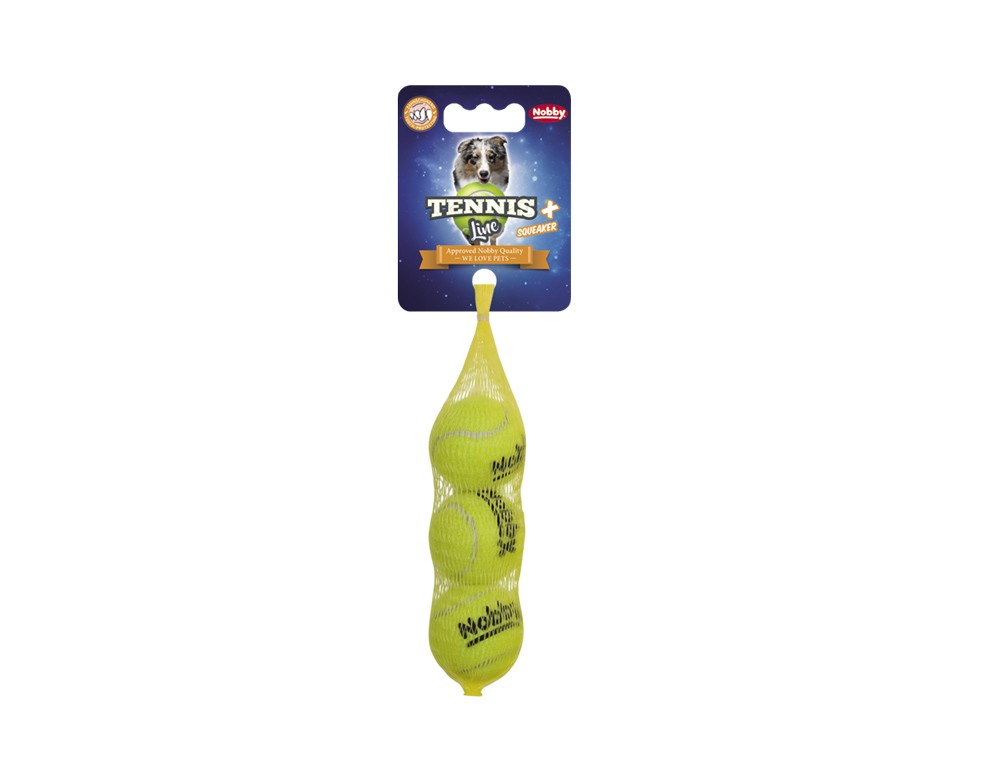 Minge de tenis cu Squeaker pentru câini XS 4,0 cm; 3er plasă