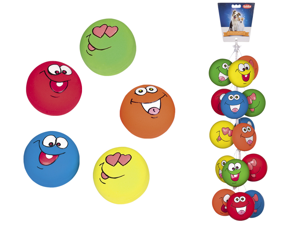Jucarii din latex 'Crazy Faces' pentru câini | Set 15 buc. | Ø 10 cm