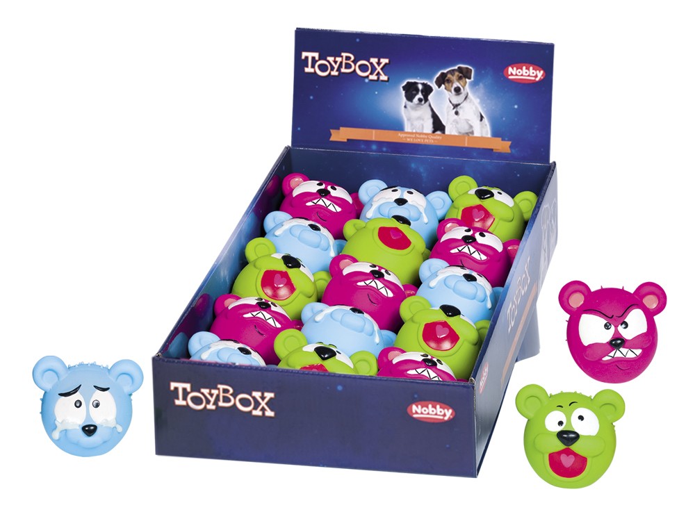 Jucărie din latex pentru câini 'Emotion Faces' | culori asortate | Display 15 buc. | 8 cm