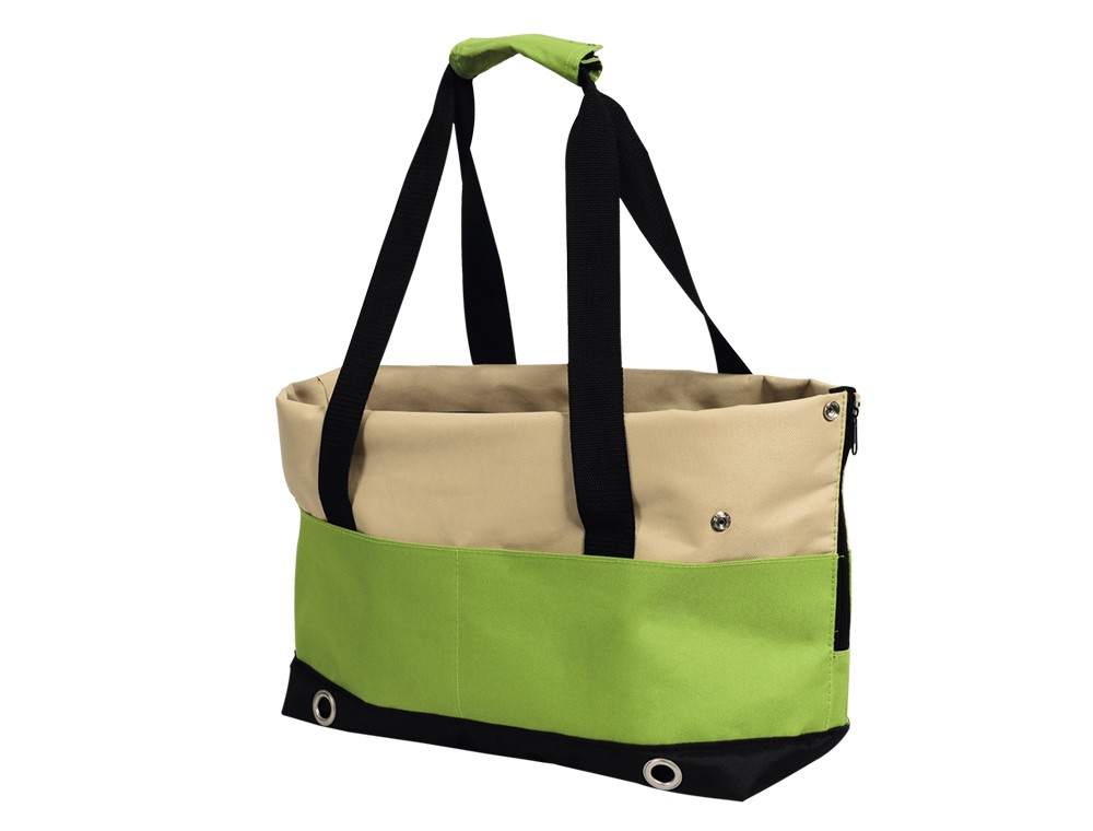Geanta transport pentru caini 'SALTA' | bej/verde | 40 x 22 x 28 cm