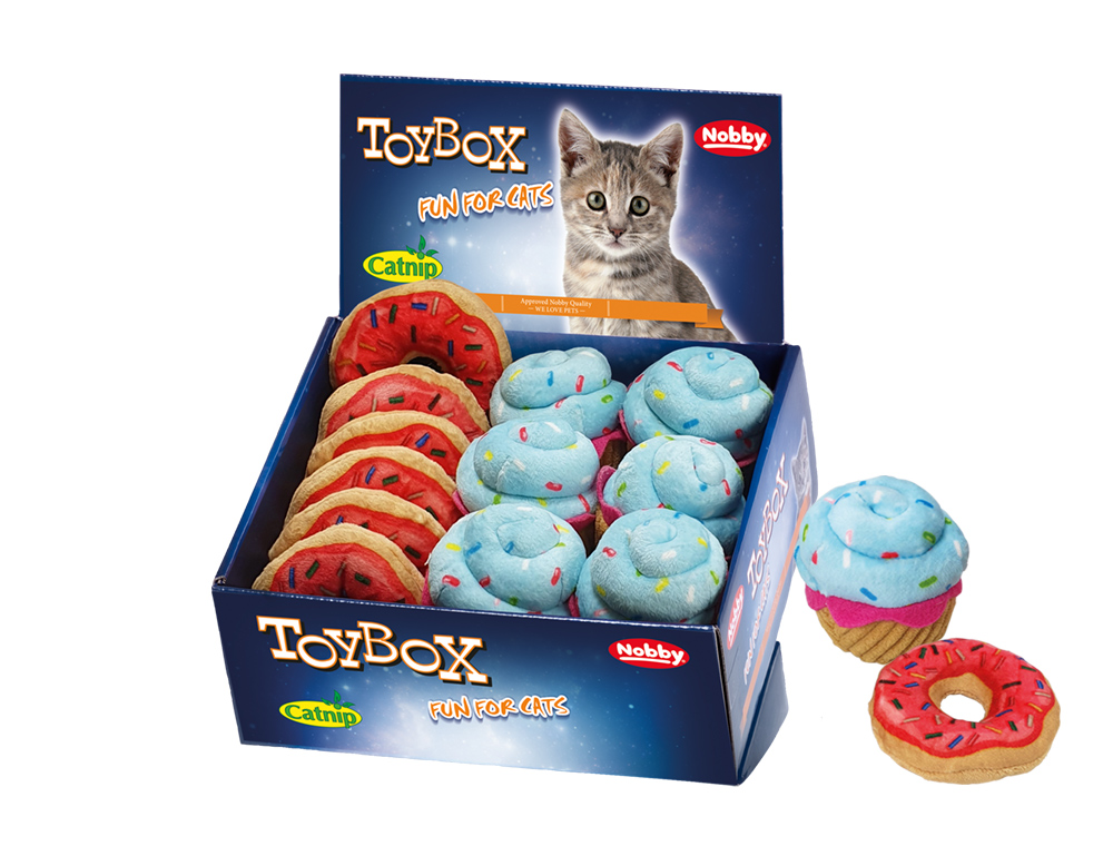 Jucărie pentru pisici din plus | 'Desert' | cu catnip | Display 12 buc. | 8 + 9 cm