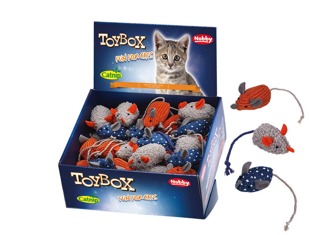 Soricei din plus cu catnip | Display 36 buc. | 6 cm | culori asortate pentru pisici