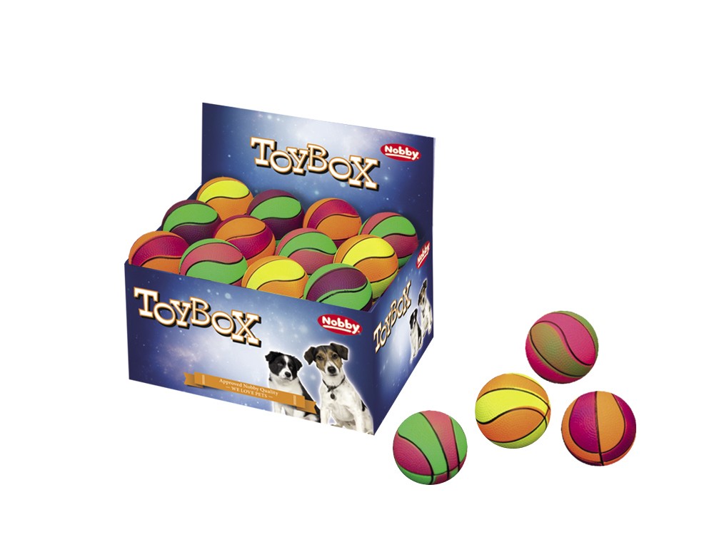 Jucărie pentru câini | Minge de basket din spumă | plutește | culori asortate | Ø 6,3 cm | Display 24 buc.