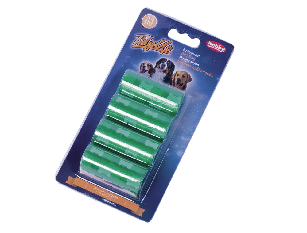 SAC DE CACA TIDYUP CU MODEL OS, VERDE 4 ROLURI CU 15 SACI