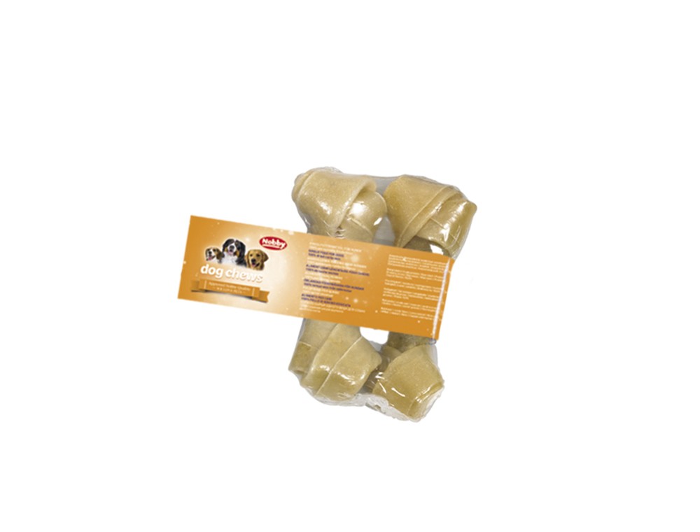 RAWHIDE BONES KNOTTED pentru câini, 2 PCS; 13,0 - 14,0 CM; 45 G
