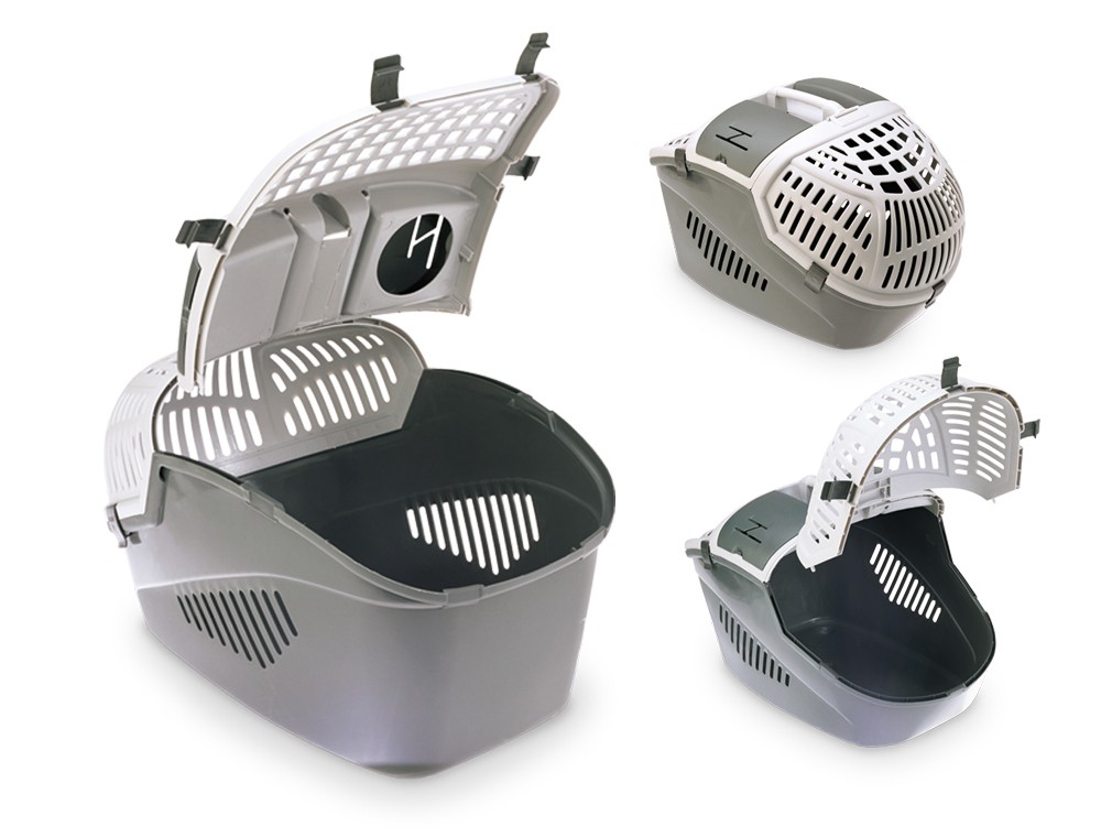 Cușcă de transport pentru câini 'AVIOR' | gri | L X W X H: 57,5 X 39,5 X 40,5