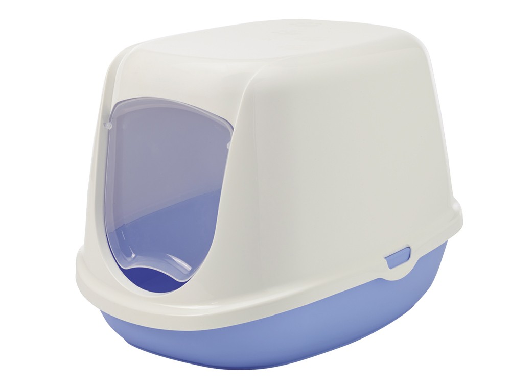 Litiera pentru pisici 'DUCHESSE' | albastru / alb | 44,5 x 35,5 x 32 cm