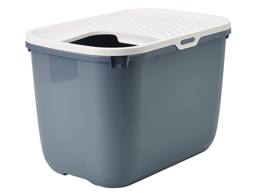 Litiera pentru pisici 'HOP IN' | albastru/alb | 59 X 39 X 38 CM