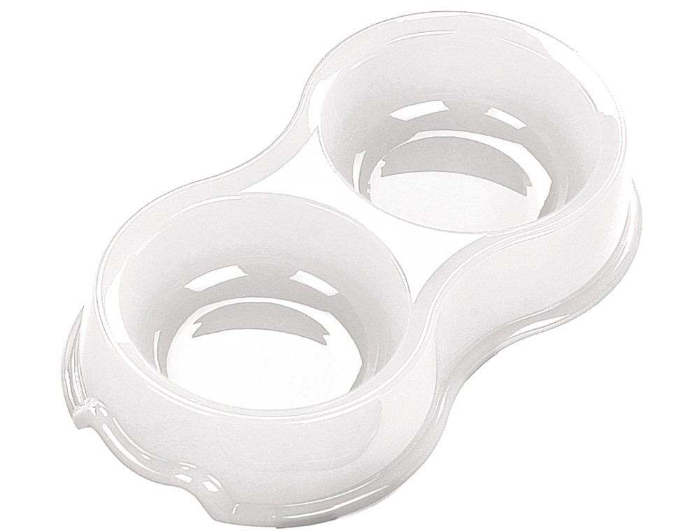Castron din plastic pentru câini | alb | 2 X 800 ML
