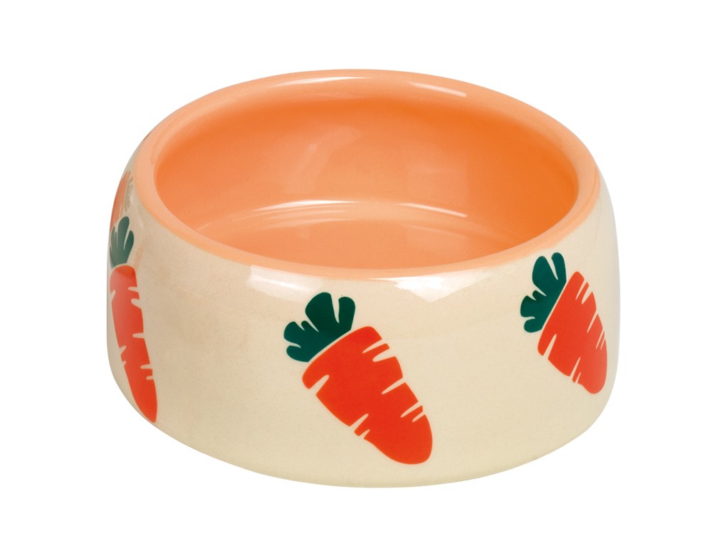 Castron din ceramică 'CARROT' pentru rozătoare | bej / portocaliu | 250 ML