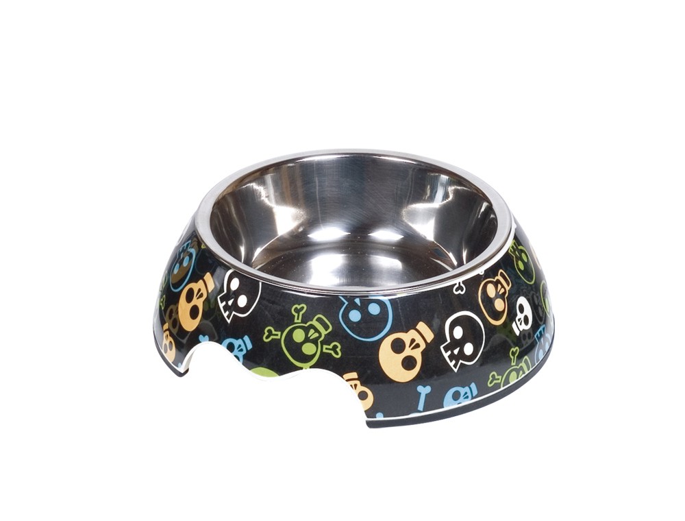 Castron din melamina pentru caini | 'Skull' | S | 14 x 4,5 cm, 160 ml